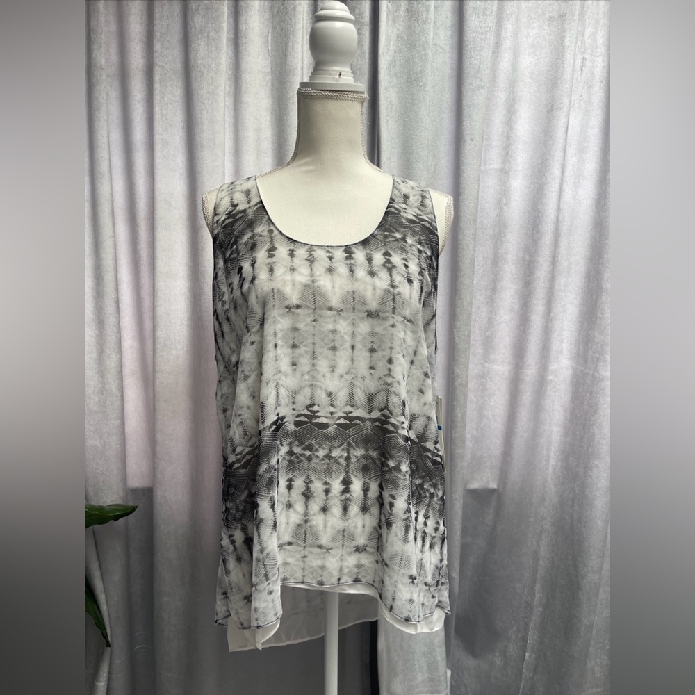 NWT Calvin Klein Jeans Womens XL Sheer Lined-High Low Sleeveless Top
